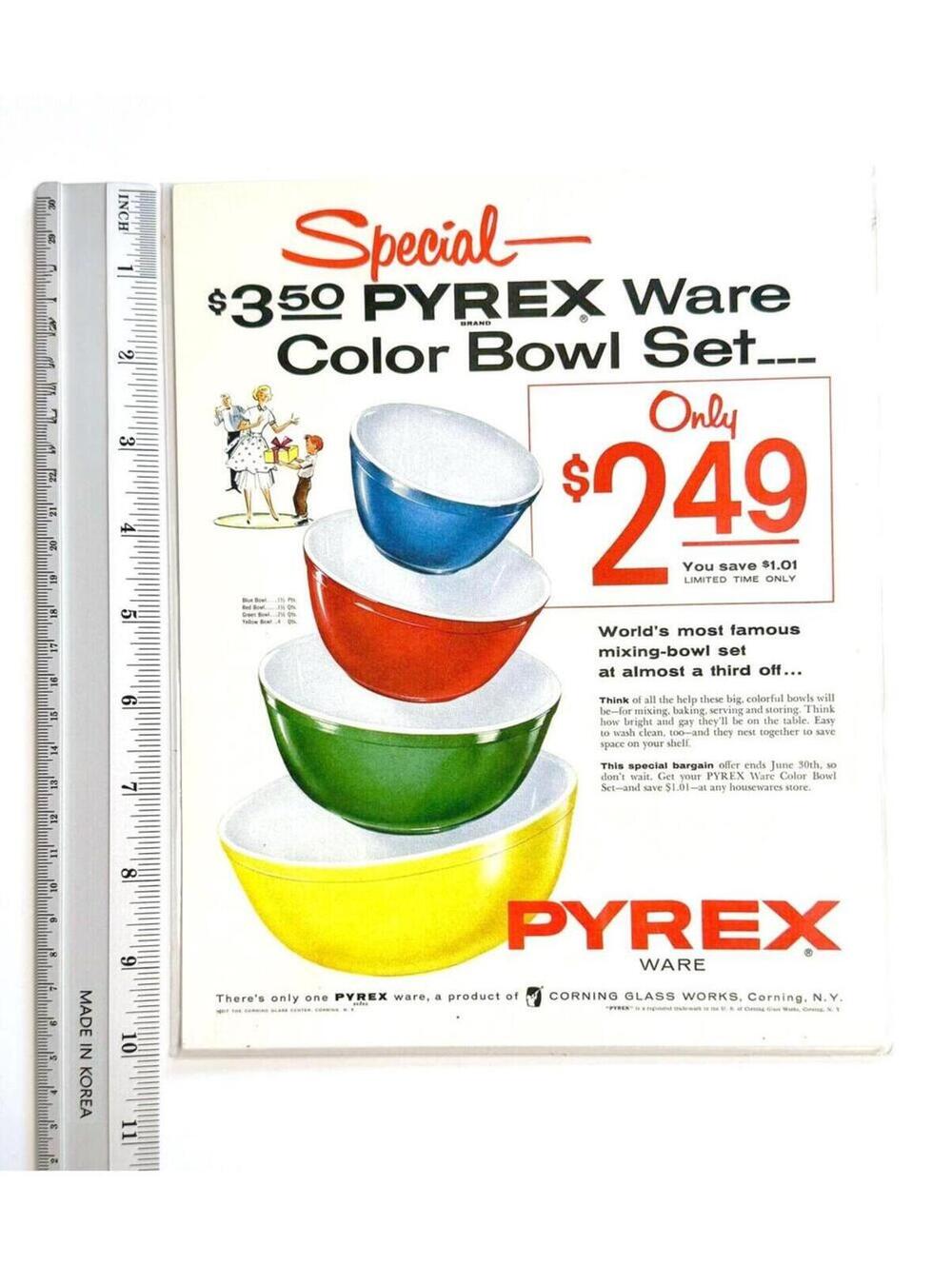 Vintage-style PYREX Ware Color Bowl Set Print Advertisement